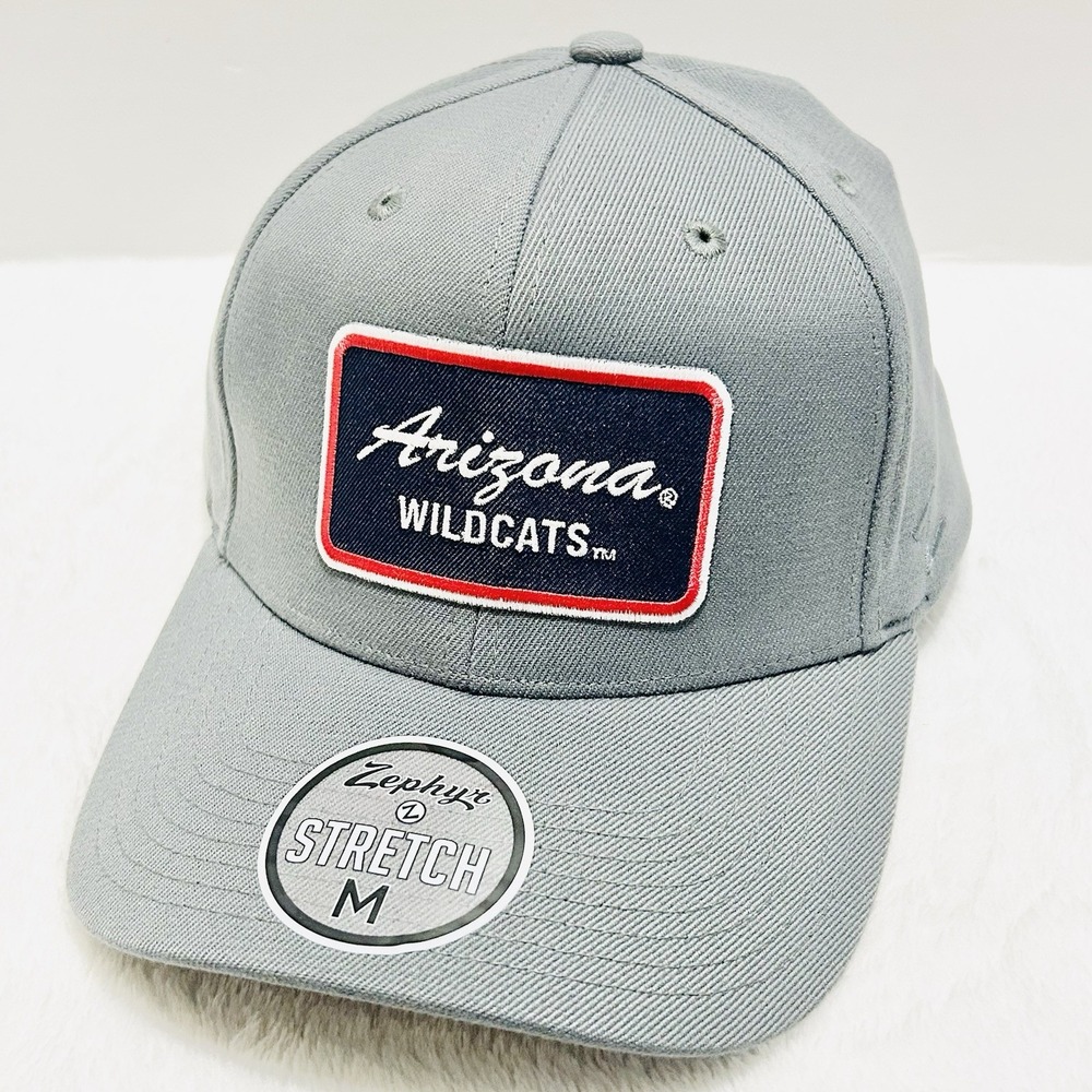 Zephyr Arizona Wildcats Script Patch Hat Cap Stretch Flex Medium Gray NCAA